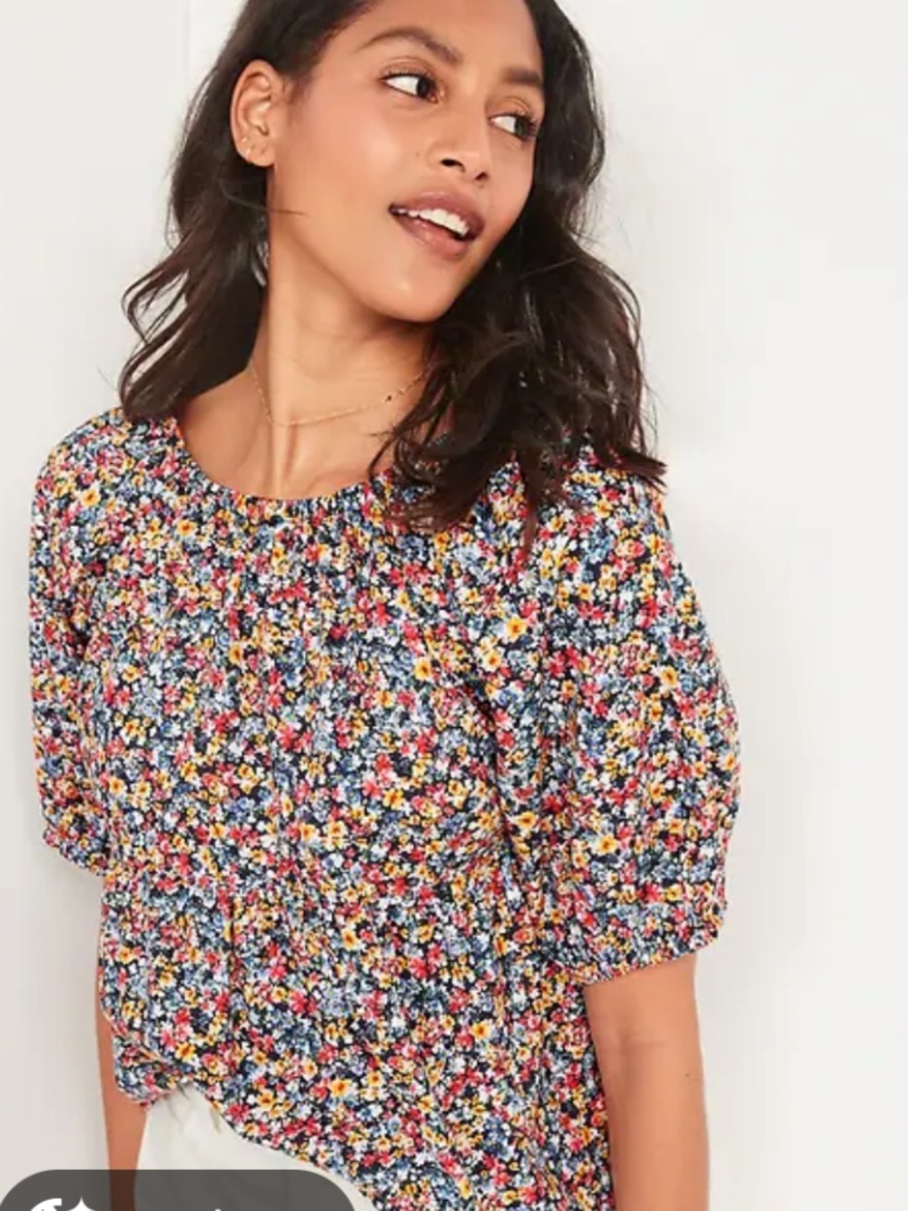 Old Navy Floral Puff-Sleeve Women's Top Babydoll Style 100% Cotton 3X